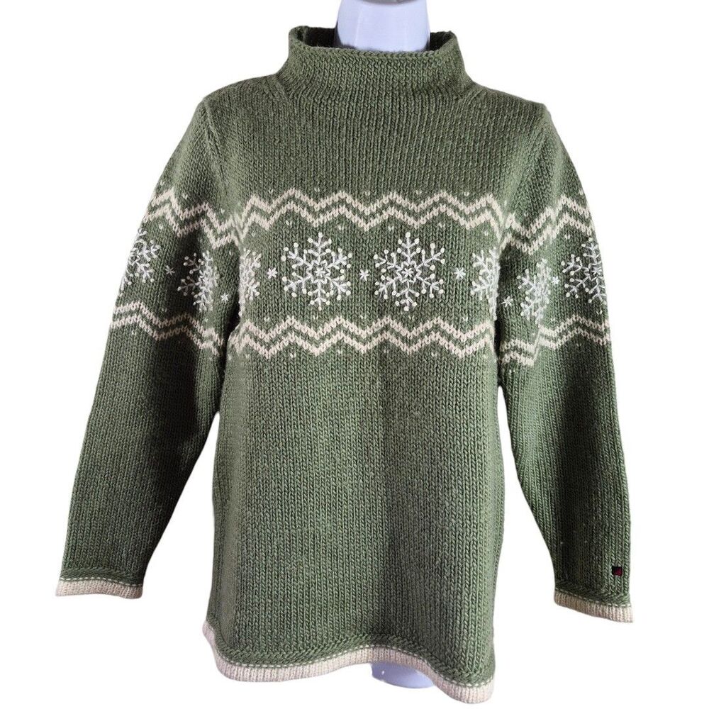 Scandinavian Denmark Nordic S Wool Mohair Sweater Fair Isle Sage Cozy Heritage - Picture 2 of 7